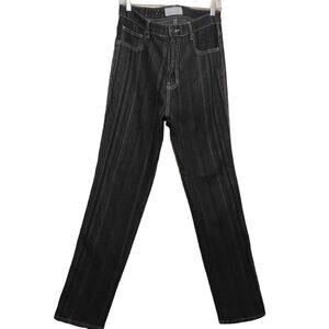 ANKOR EAST womens jeans 13/14x32 dark blue striped high rise waist stretch sport